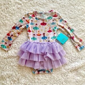 New Posh Peanut Infant Girls 12-18 Months Christmas Outfit Ballerina Print Tutu